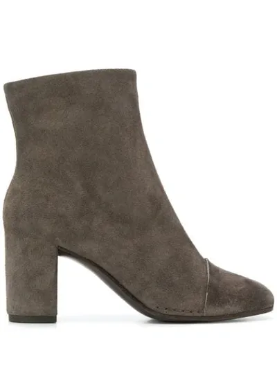 Del Carlo Block Heel Ankle Boots In Grey