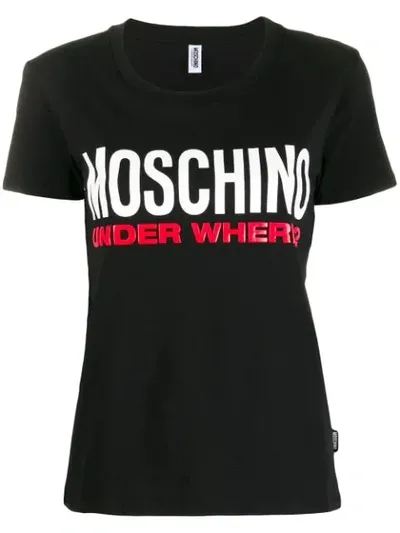 Moschino Logo Print T-shirt In Black