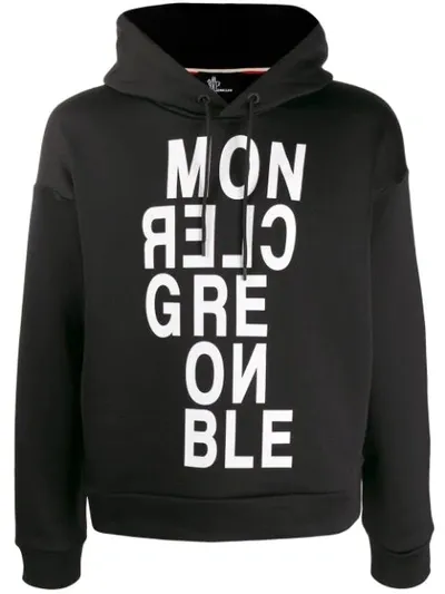 Moncler Logo Hooded Sweatshirt In Black