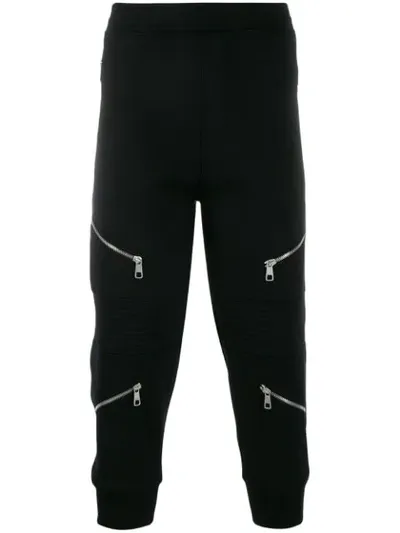 Neil Barrett Cropped Zip-embellished Track Pants In Black Brun