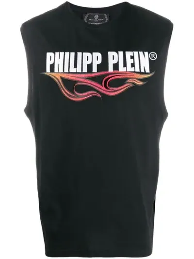 Philipp Plein Flame Tank Top In Black