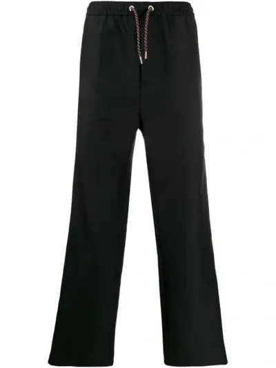 Les Hommes Straight Leg Drawstring Track Pants In Black