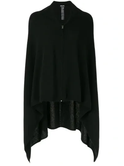 Giorgio Armani Zipped Cashmere Poncho In Black