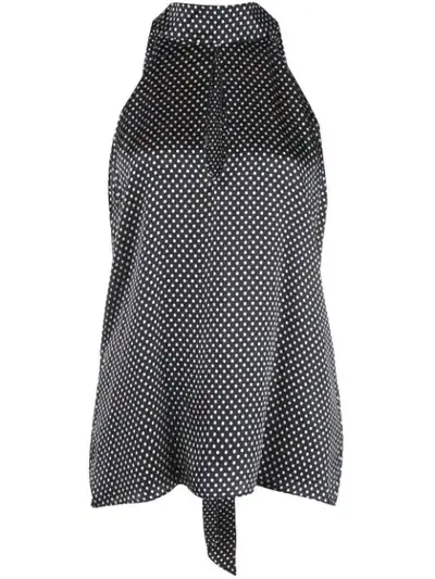 Nili Lotan Polka Dot Key-hole Blouse In Black