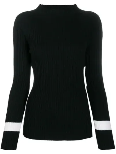 D-exterior Ribbed Knit Jumper In Black