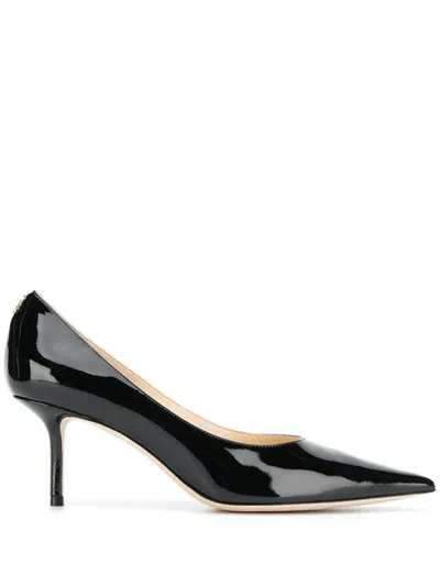 Jimmy Choo Logo Plaque Pumps In Black