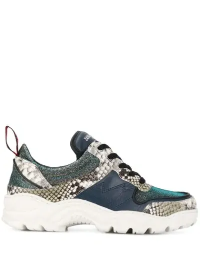 Zadig & Voltaire Blaze Contrast Print Sneakers In Silver