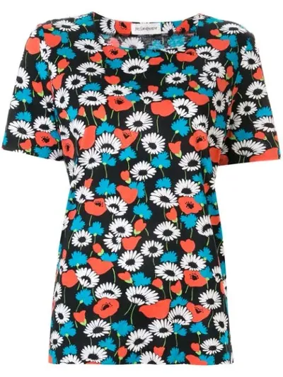 Pre-owned Saint Laurent Floral Short-sleeved Blouse In Black