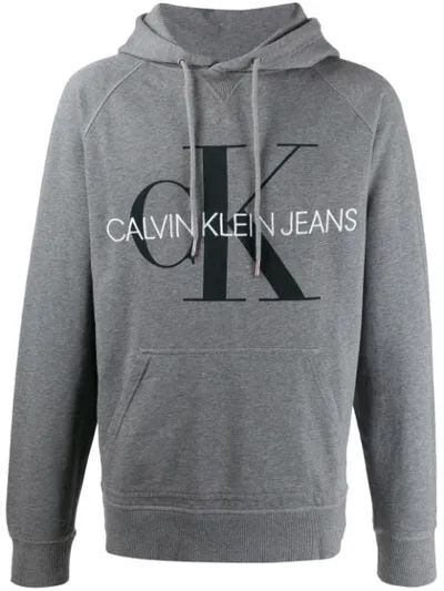 Calvin Klein Jeans Est.1978 Logo Hooded Sweatshirt In Grey