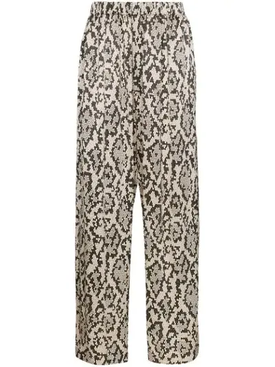 Edward Crutchley Snake Print Trousers In White