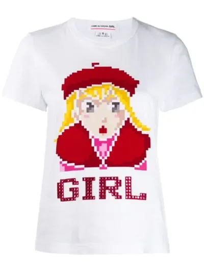 Comme Des Garcons Girl 'girl' Print T-shirt In White