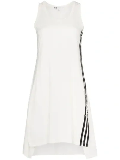 Y-3 Three-stripe Long Line Tank Top In Neutrals