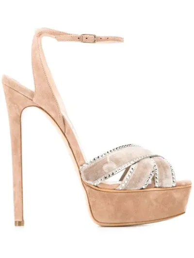 Casadei Stiletto Strappy Sandals In Neutrals