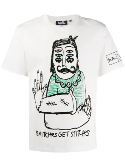 Haculla 'snitches Get Stitches' T-shirt In White