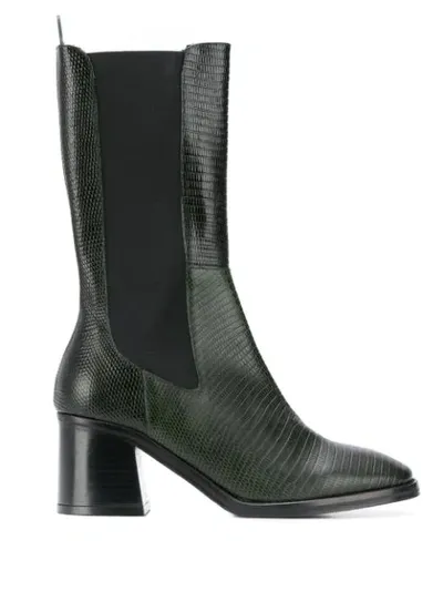 Miista Macy Embossed Boots In Green