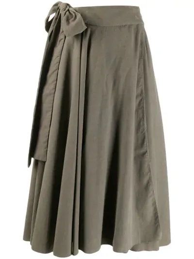 Maison Flaneur Knotted Draped Midi Skirt In Grey