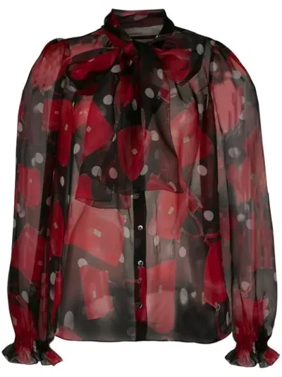 Dolce & Gabbana Sicily Bag Print Blouse In Red