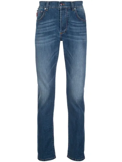 Isaia Mid-rise Straight-leg Jeans In Blue