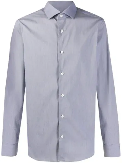 Z Zegna Micro-check Longsleeved Shirt In Blue