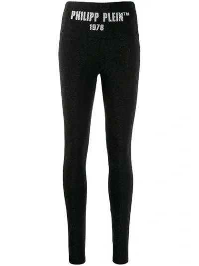 Philipp Plein Crystal Mesh Leggings In Black