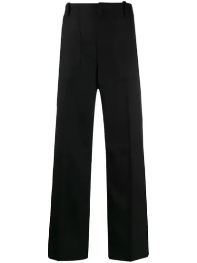 Plan C Wide-leg Tailored Trousers In Black