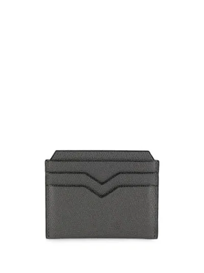 Valextra Textured Leather Cardholder In Grey