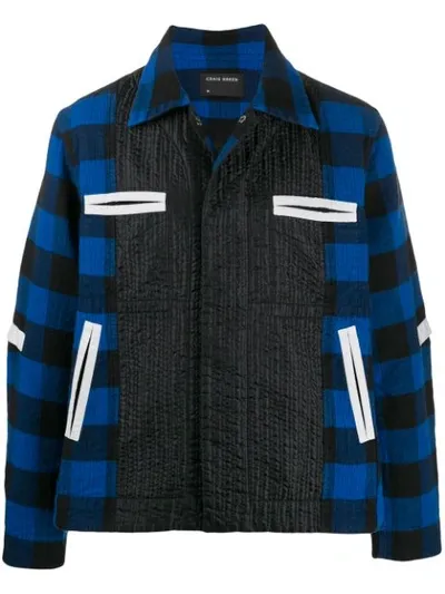 Craig Green Giacca In Misto Cotone Trapuntato Con Fantasia Check In Blue