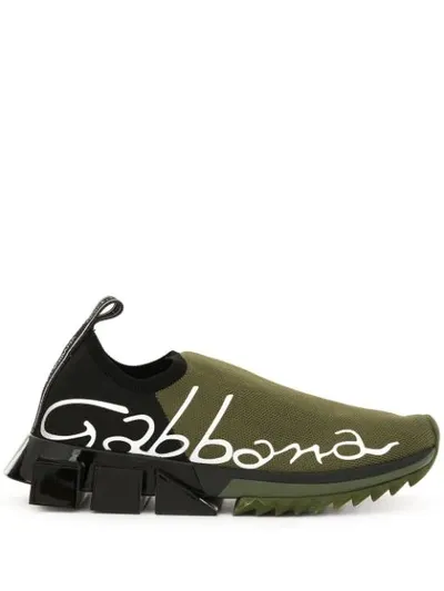 Dolce & Gabbana Sorrento Logo Sneakers In Green