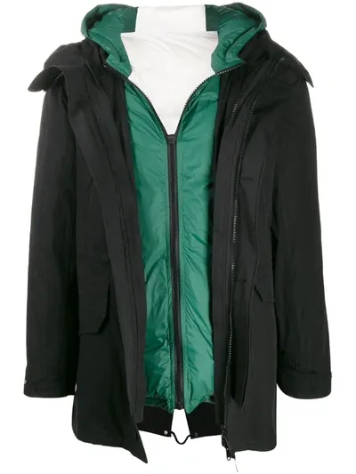 Yves Salomon Layered Padded Coat In Black