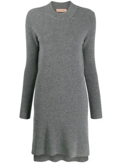 Yves Salomon Crew Neck Knit Dress In Grey