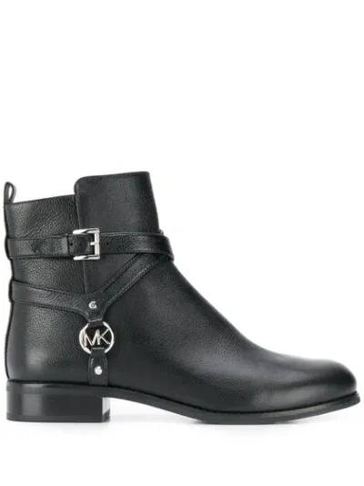 Michael Michael Kors Preston Buckled-harness Ankle Boots In Black