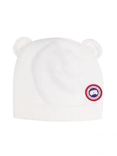 Canada Goose Kids' Baby's Knit Hat W/ Crochet Animal Ears In White