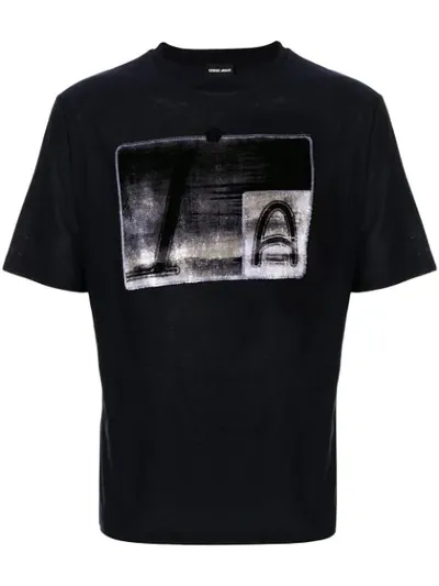 Giorgio Armani Contrast Print T-shirt In Blue