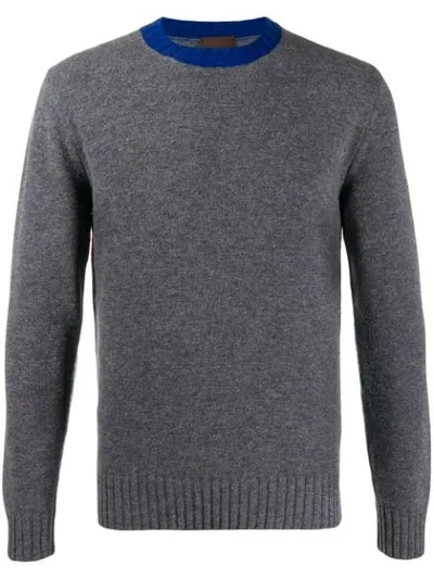 Altea Gauge 7 Contrast Collar Jumper In Grey