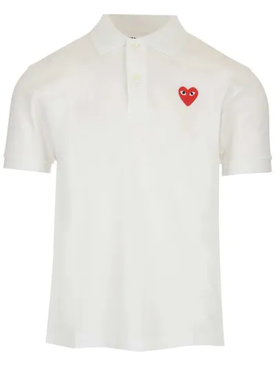 Comme Des Garçons Play Comme Des Garcons Play White Heart Patch Polo