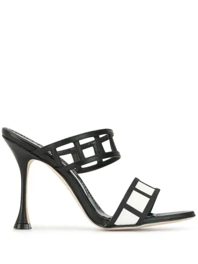 Manolo Blahnik Women's Abey Cutout Double-strap Sandals In Black