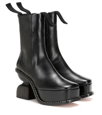 Loewe Platform 100 Leather Ankle Boots In Black