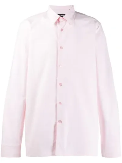 Raf Simons Slim-fit Logo-embroidered Cotton Oxford Shirt In Pink