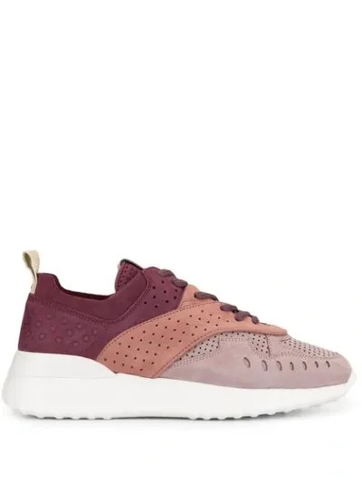 Tod's Perforated Nubuck Sneakers In Purple