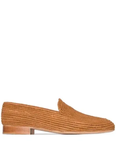 Carrie Forbes Brown Atlas Raffia Loafers