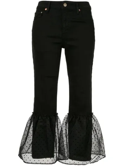 Tu Es Mon Tresor Cropped-jeans Mit Punkten In Black