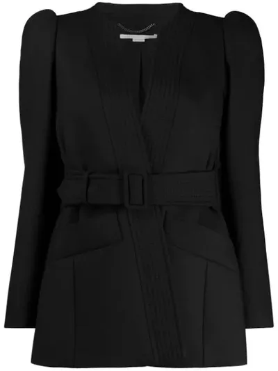 Stella Mccartney Puffed-shoulder Belted Jacket In Black