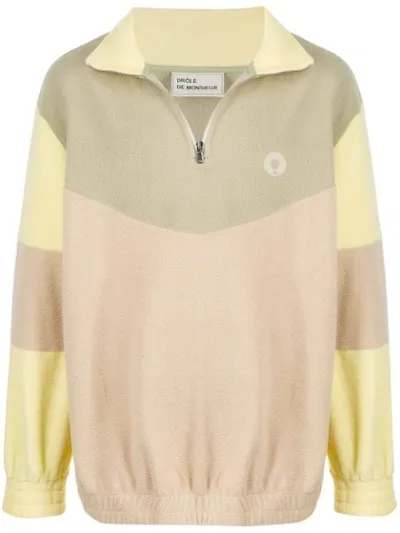 Drôle De Monsieur Zipped Collar Sweatshirt In Yellow