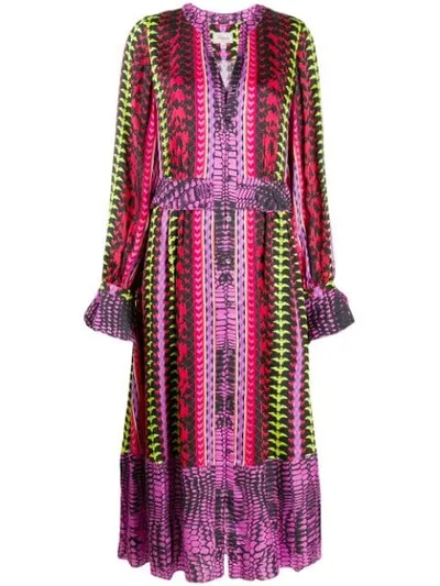 Temperley London Button Down Printed Dress In Purple