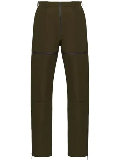 Prada Technical Straight Trousers In Green