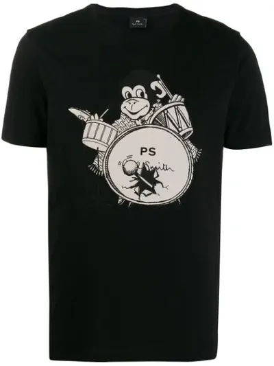 Ps By Paul Smith Drumming Monkey T-shirt In Black