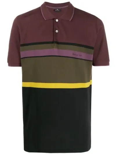 Ps By Paul Smith Striped Polo Shirt In Black