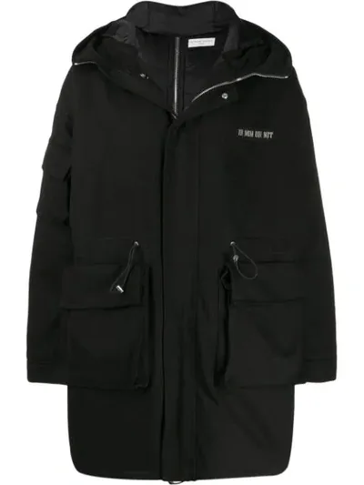 Ih Nom Uh Nit Mid-length Logo Coat In Black