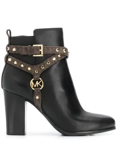 Michael Michael Kors Studded Ankle Boots In Black