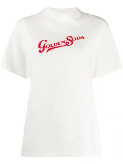 Golden Goose Printed Logo T-shirt In I1 White/golden Soda